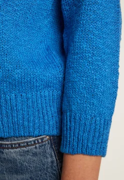 Montagut Pulls-Pull col rond en coton et lin - Nicky 06-Bleu moyen