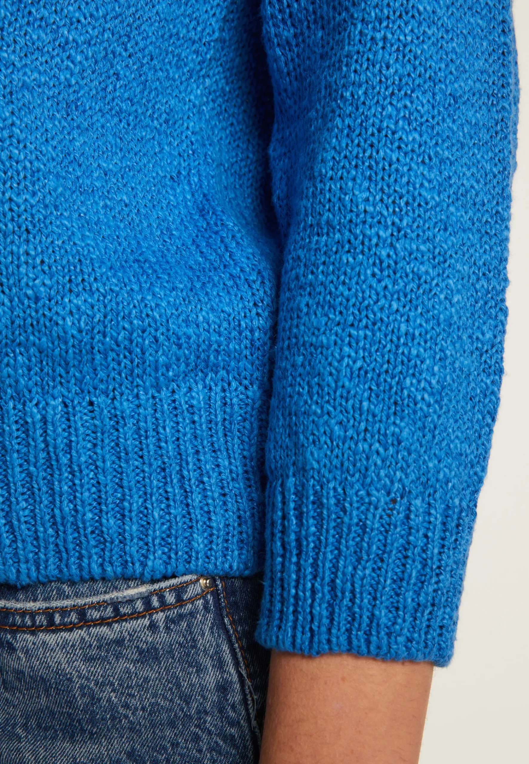 Montagut Pulls-Pull col rond en coton et lin - Nicky 06-Bleu moyen