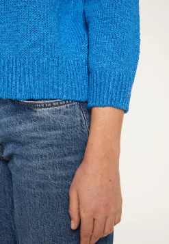 Montagut Pulls-Pull col rond en coton et lin - Nicky 06-Bleu moyen