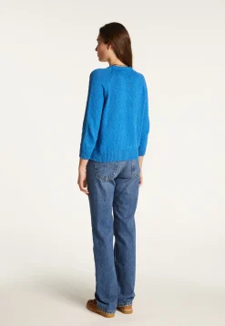 Montagut Pulls-Pull col rond en coton et lin - Nicky 06-Bleu moyen
