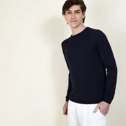 Montagut Pulls-Pull col rond en laine et soie - Barsam 11-Gris clair