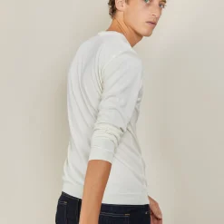 Montagut Pulls-Pull col rond en laine et soie - Barsam 82-Ecru
