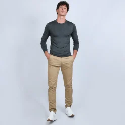 Montagut Pulls-Pull col rond en laine et soie - Barsam 10-Gris foncé