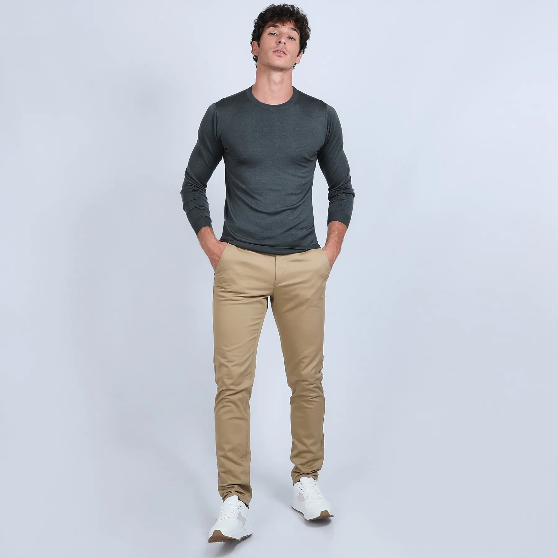 Montagut Pulls-Pull col rond en laine et soie - Barsam 10-Gris foncé
