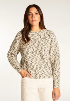 Montagut Pulls-Pull col rond en laine mohair - Vanessa 82-Ecru