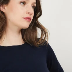 Montagut Les Incontournables-Pull col rond en laine mérinos - Bérenice 05-Bleu marine