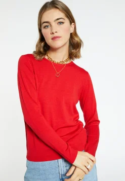 Montagut Les Incontournables-Pull col rond en laine mérinos - Bérenice 52-Rouge