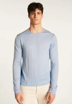 Montagut Pulls-Pull col rond en laine mérinos - Erin 77-Bleu ciel