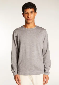 Montagut Pulls-Pull col rond en laine mérinos - Erin 09-Gris moyen