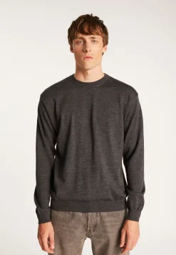 Montagut Pulls-Pull col rond en laine mérinos - Thierry 10-Gris foncé