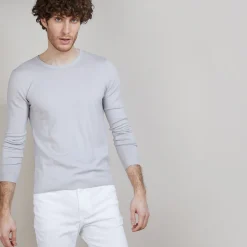 Montagut Pulls-Pull col rond en laine mérinos - Eddie 11-Gris clair