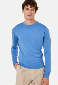 Montagut Pulls-Pull col rond en laine mérinos - Eddie 06-Bleu moyen
