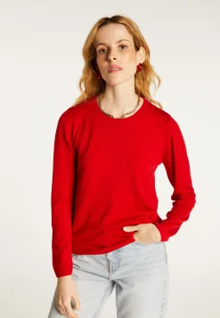 Montagut Les Incontournables-Pull col rond en Laine Mérinos - Balneo 20-Rouge foncé