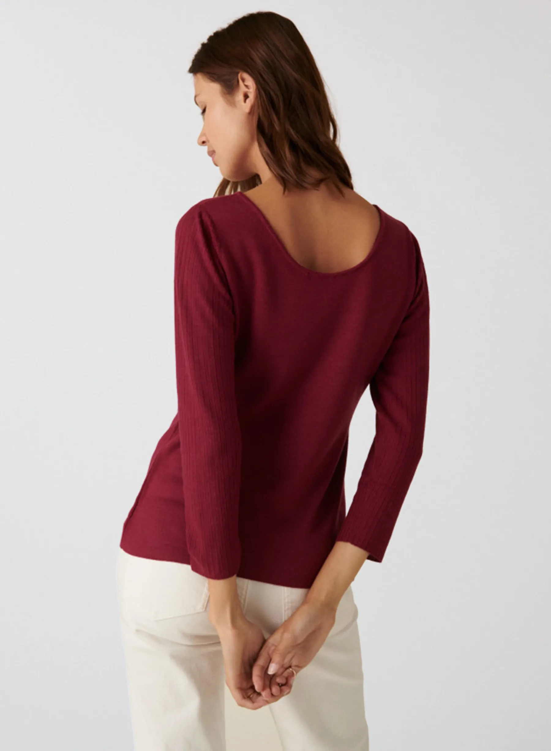 Montagut Pulls-Pull col rond en laine mérinos maille fine - Altesa 17-Violet
