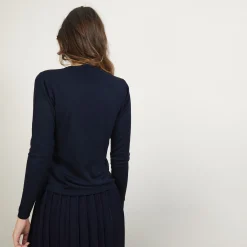 Montagut Les Incontournables-Pull col rond en laine mérinos - Bérenice 05-Bleu marine