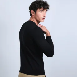 Montagut Pulls-Pull col rond en laine mérinos - Eddie 01-Noir