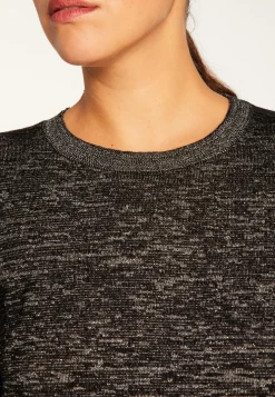 Montagut Pulls-Pull col rond en laine mérinos lurex - Asena Lux 01-Noir