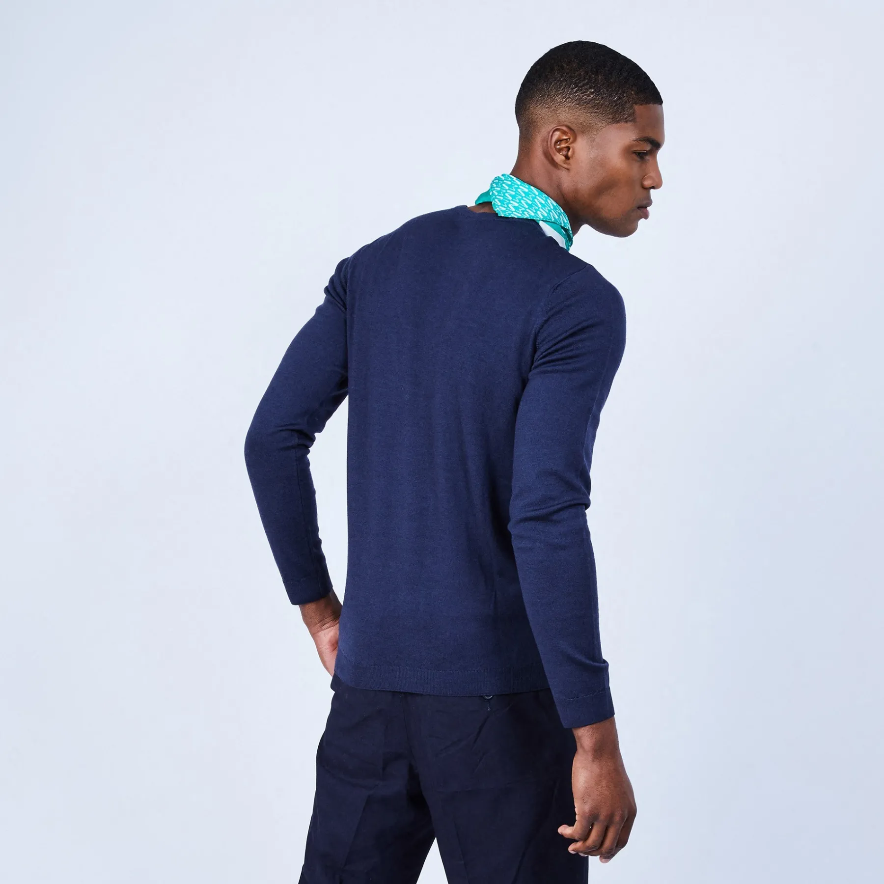 Montagut Pulls-Pull col rond en laine mérinos - Luciano 05-Bleu marine