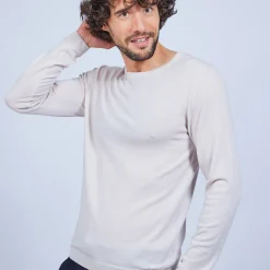 Montagut Pulls-Pull col rond en laine mérinos - Luciano 12-Beige clair