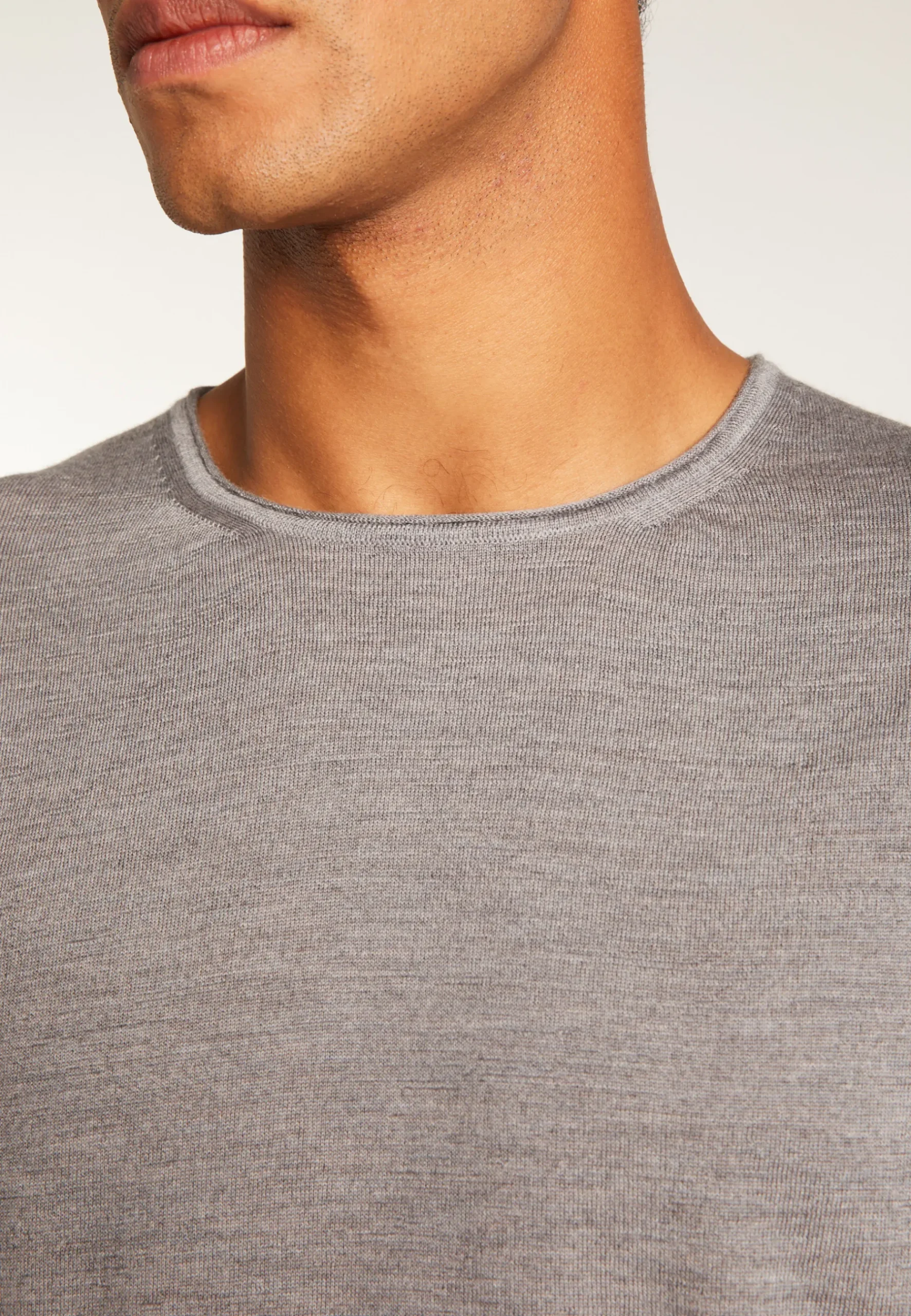 Montagut Pulls-Pull col rond en laine mérinos - Erin 09-Gris moyen