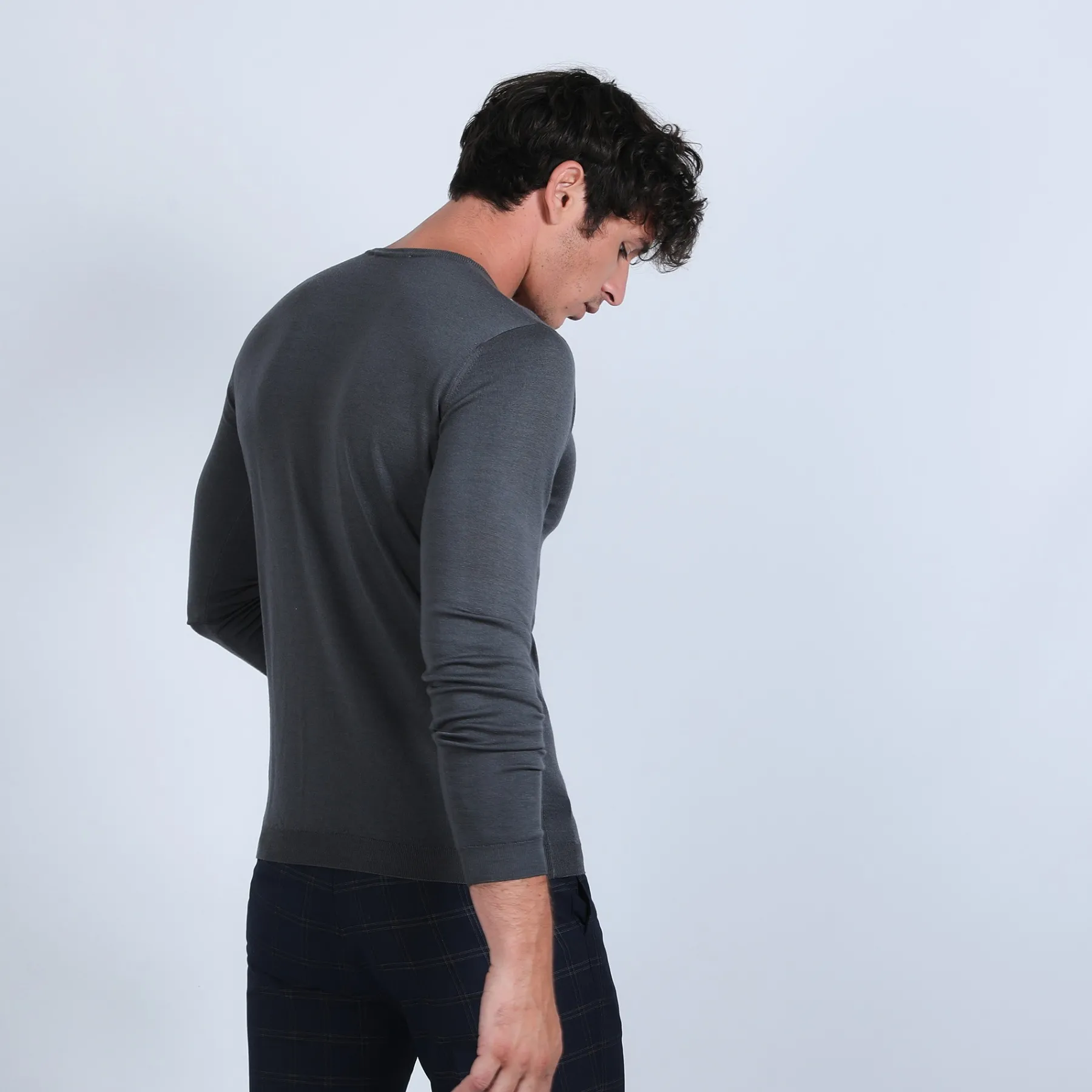 Montagut Pulls-Pull col rond en laine mérinos - Eddie 10-Gris foncé