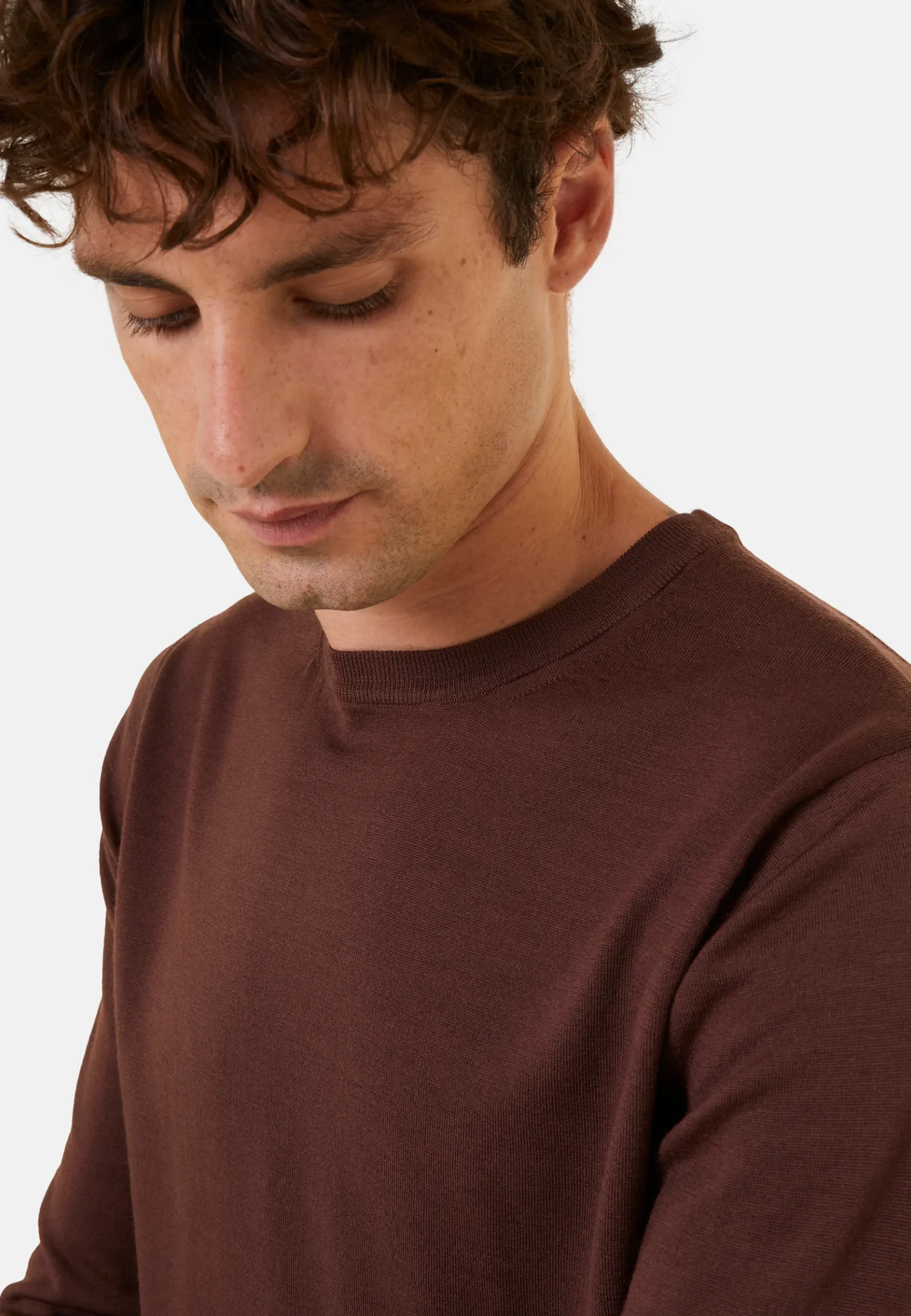 Montagut Pulls-Pull col rond en laine mérinos - Eddie 47Marron foncé
