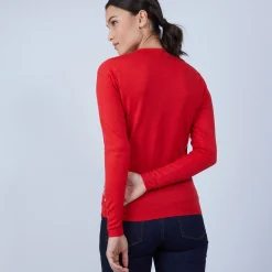 Montagut Les Incontournables-Pull col rond en laine mérinos - Berenice 52-Rouge