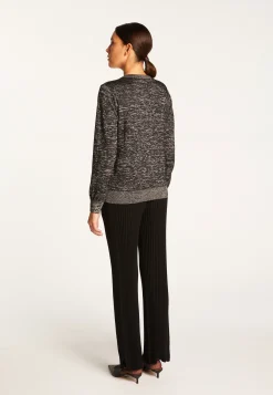 Montagut Pulls-Pull col rond en laine mérinos lurex - Asena Lux 01-Noir