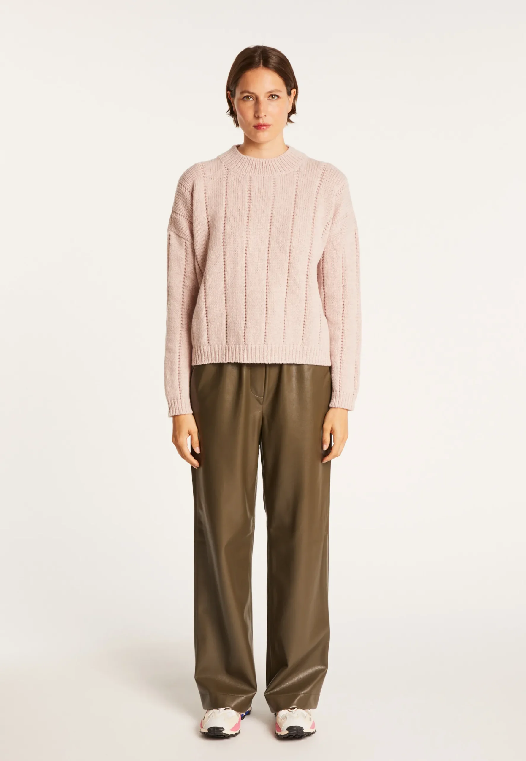 Montagut Pulls-Pull col rond en laine nylon - Gustave 24-Rose clair