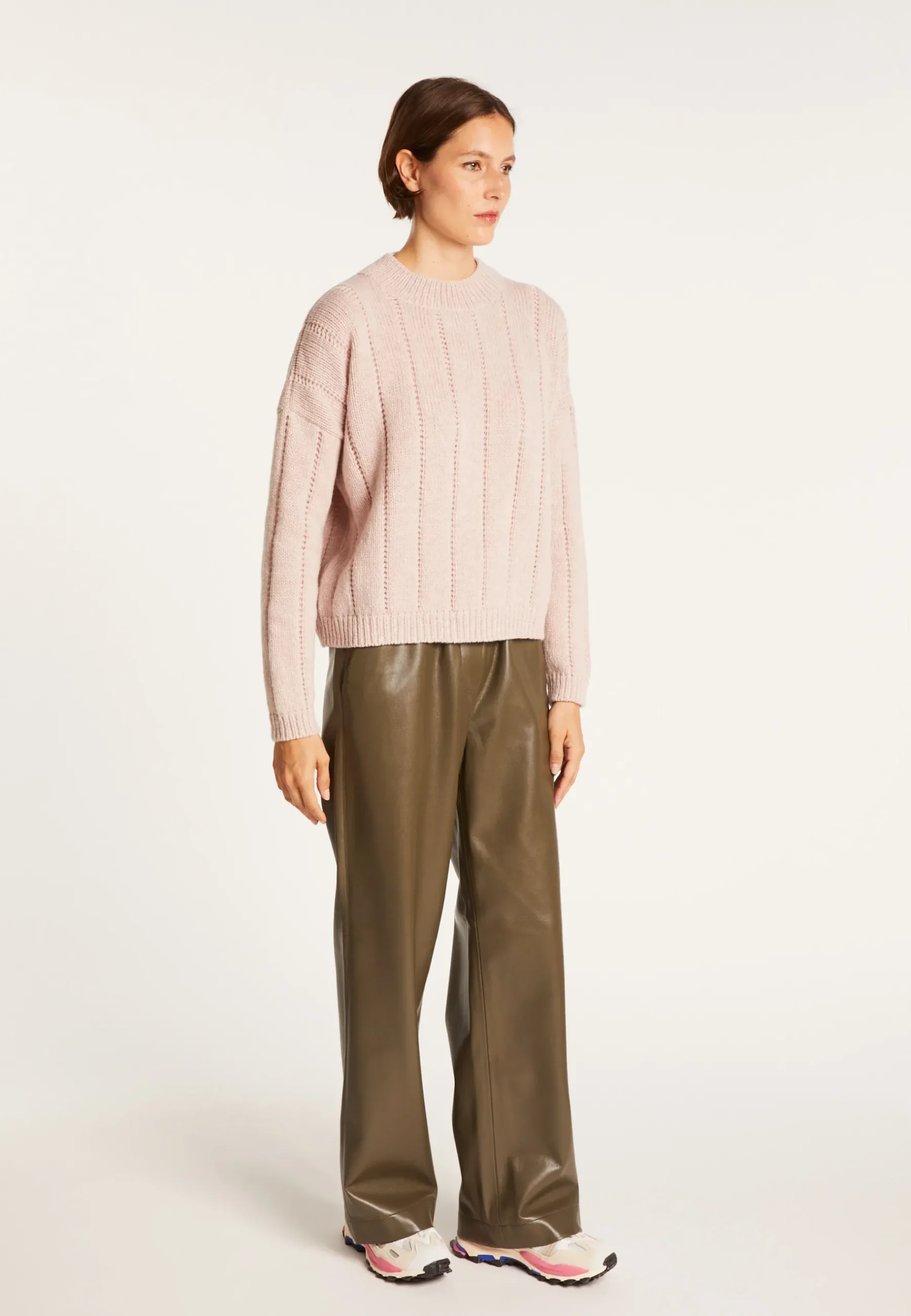 Montagut Pulls-Pull col rond en laine nylon - Gustave 24-Rose clair