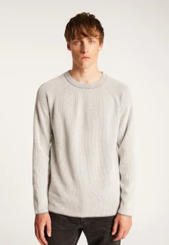 Montagut Pulls-Pull col rond en laine velours - Tino 09-Gris moyen