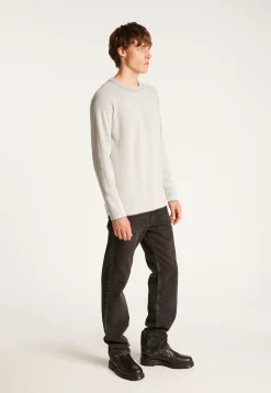 Montagut Pulls-Pull col rond en laine velours - Tino 09-Gris moyen