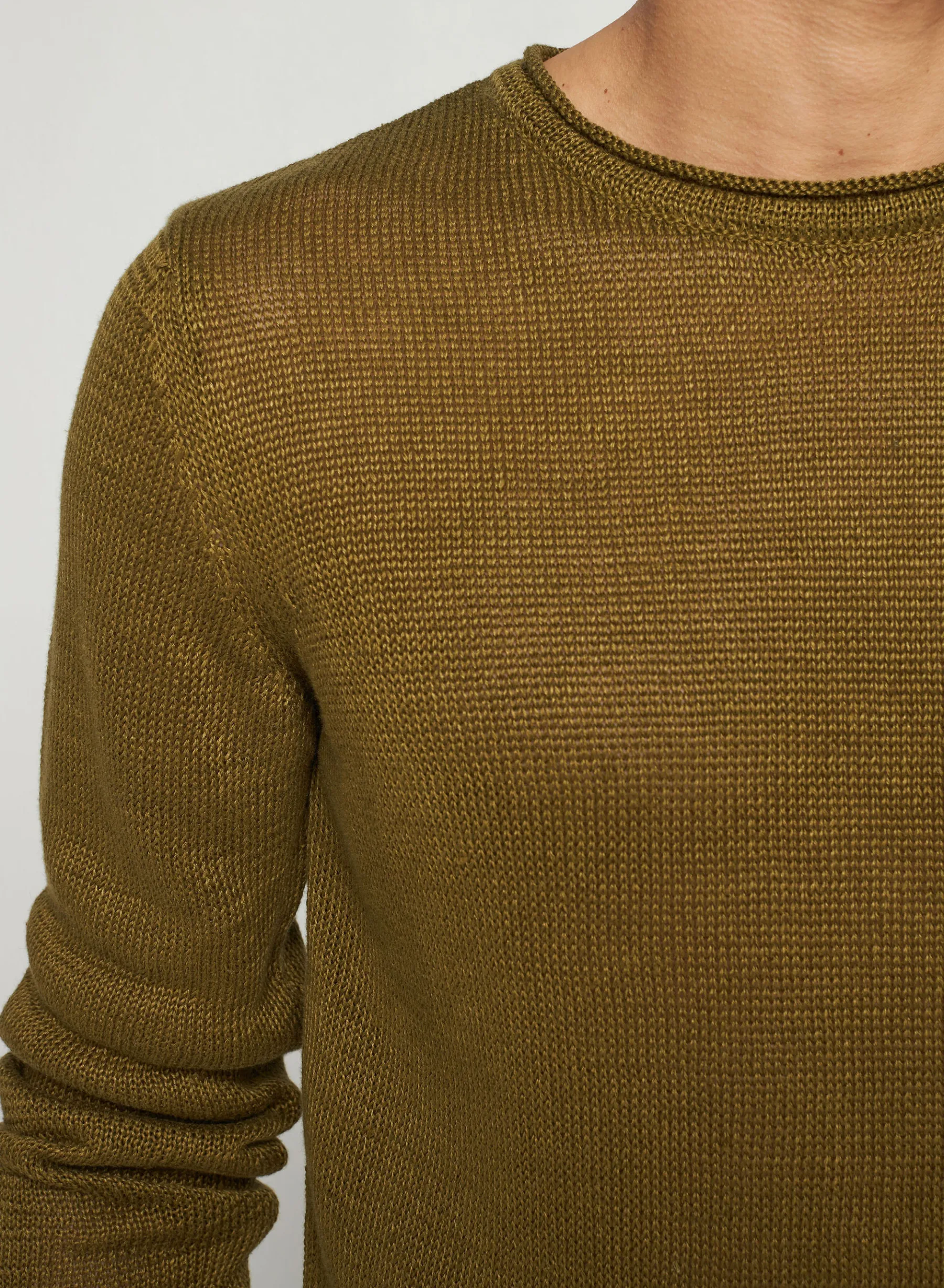 Montagut Pulls-Pull col rond en lin - Rudy 83-Kaki