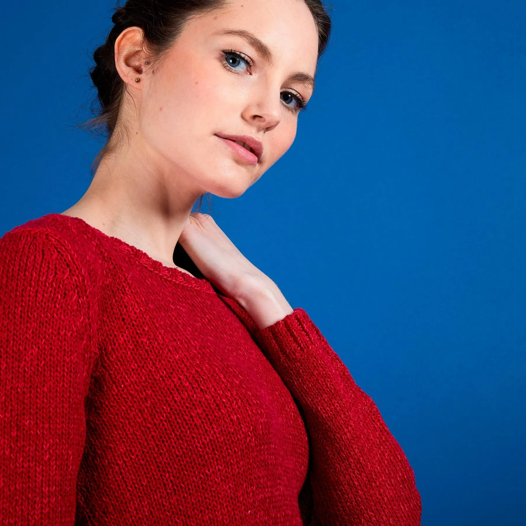 Montagut Pulls-Pull col rond en soie coton et laine - Benji 26-Rose foncé
