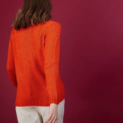 Montagut Pulls-Pull col rond en soie coton et laine - Benji 15-Orange