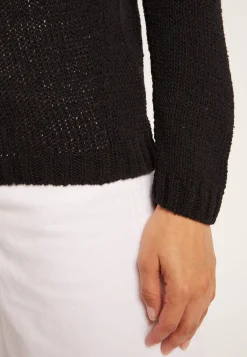 Montagut Pulls-Pull col rond en soie coton et laine - Benji 01-Noir