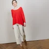Montagut Pulls-Pull col rond en viscose crepe - Babouche 52-Rouge