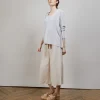 Montagut Pulls-Pull col rond en viscose crepe - Babouche 81-Gris pale