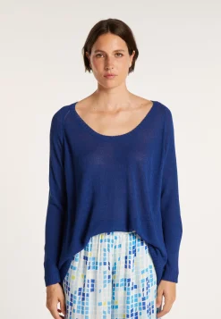Montagut Pulls-Pull col rond en viscose crepe - Babouche 03-Bleu foncé