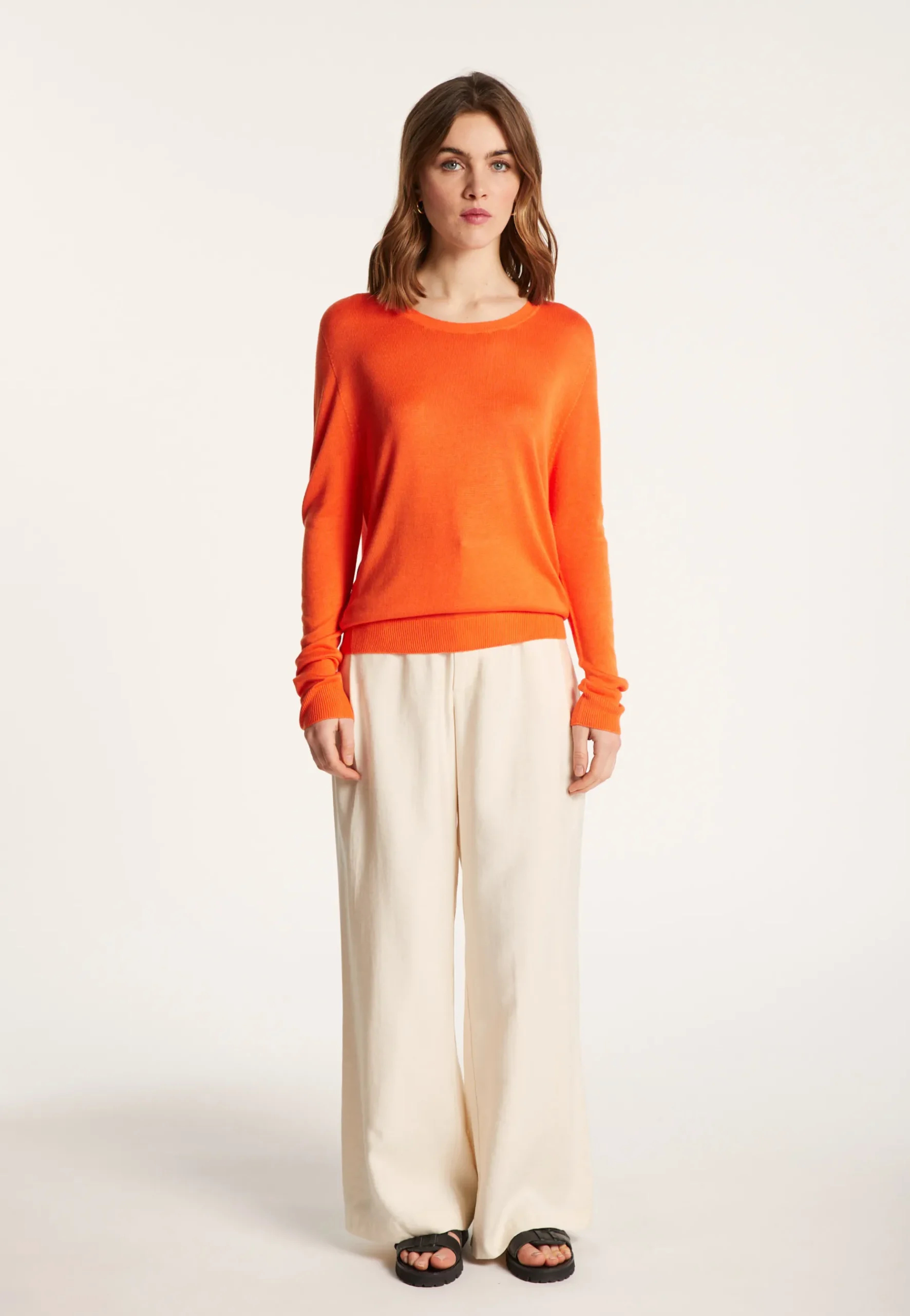 Montagut Pulls-Pull col rond en viscose et soie - Ninon 15-Orange