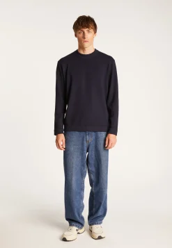 Montagut Pulls-Pull col rond en viscose et laine - Thimothée 05-Bleu marine