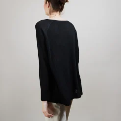 Montagut Pulls-Pull col rond en viscose crepe - Babouche 01-Noir