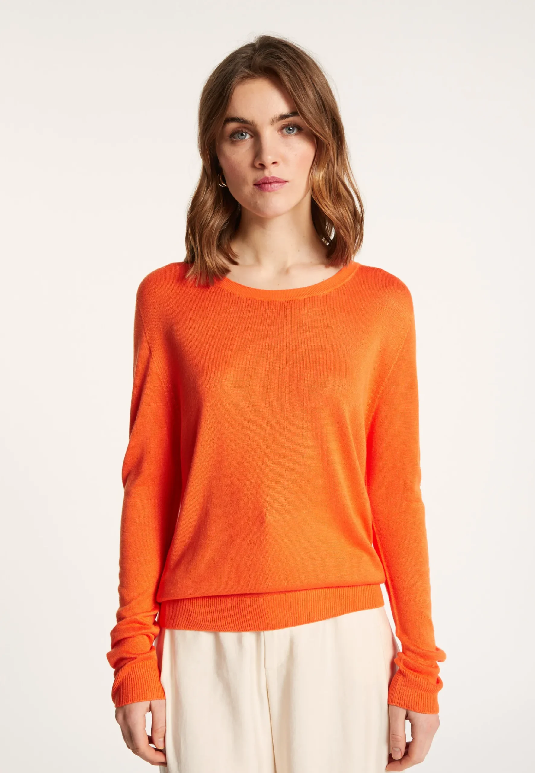 Montagut Pulls-Pull col rond en viscose et soie - Ninon 15-Orange