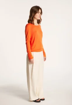 Montagut Pulls-Pull col rond en viscose et soie - Ninon 15-Orange