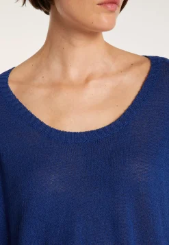 Montagut Pulls-Pull col rond en viscose crepe - Babouche 03-Bleu foncé