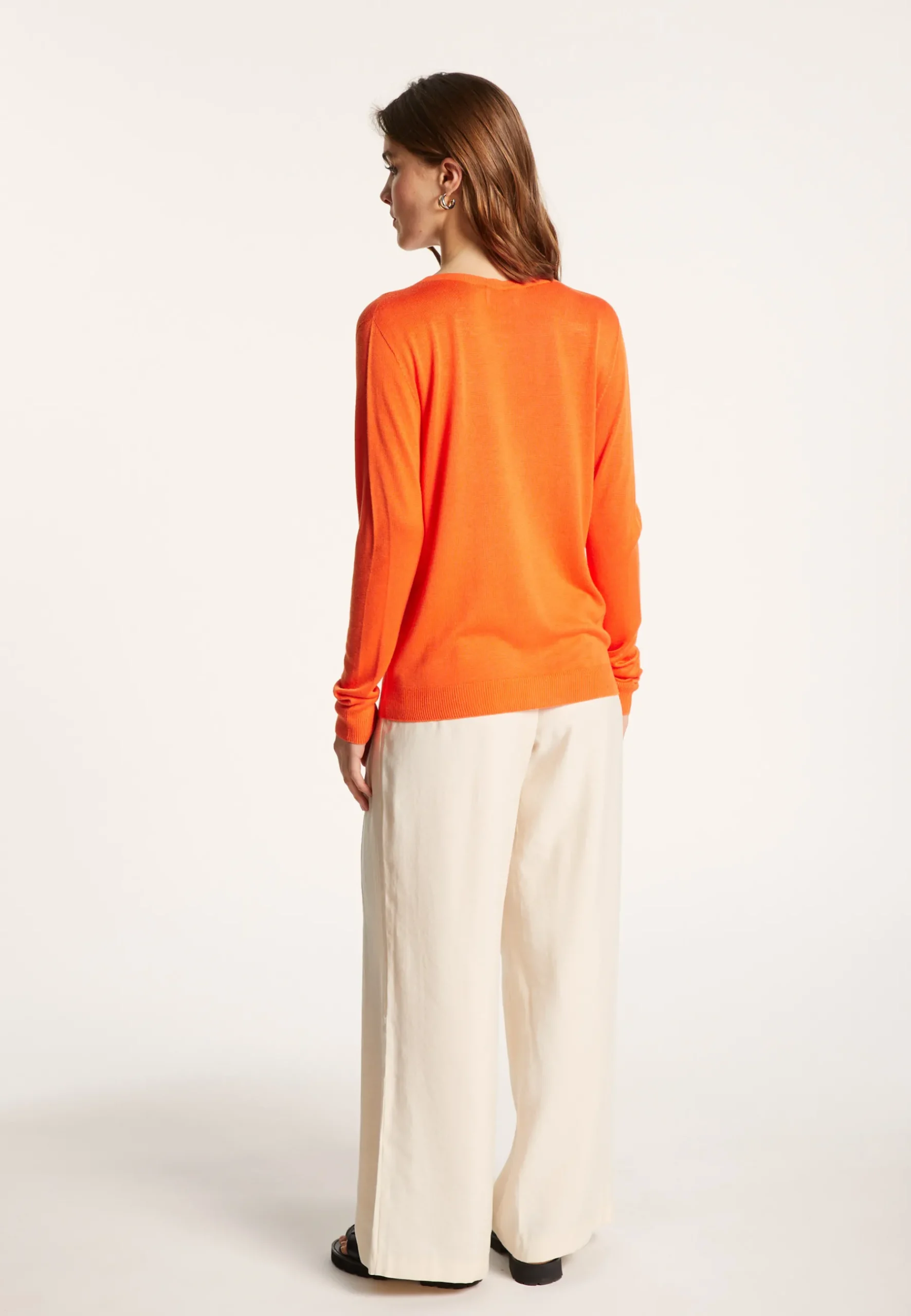 Montagut Pulls-Pull col rond en viscose et soie - Ninon 15-Orange
