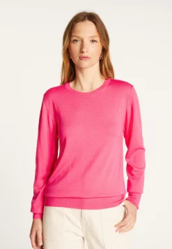 Montagut Les Incontournables-Pull col rond laine mérinos - Asena 91-Fuchsia
