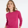 Montagut Les Incontournables-Pull col rond laine mérinos - Asena 26-Rose foncé