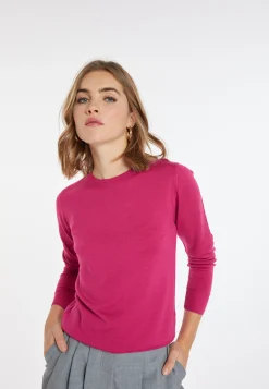Montagut Les Incontournables-Pull col rond laine mérinos - Asena 26-Rose foncé