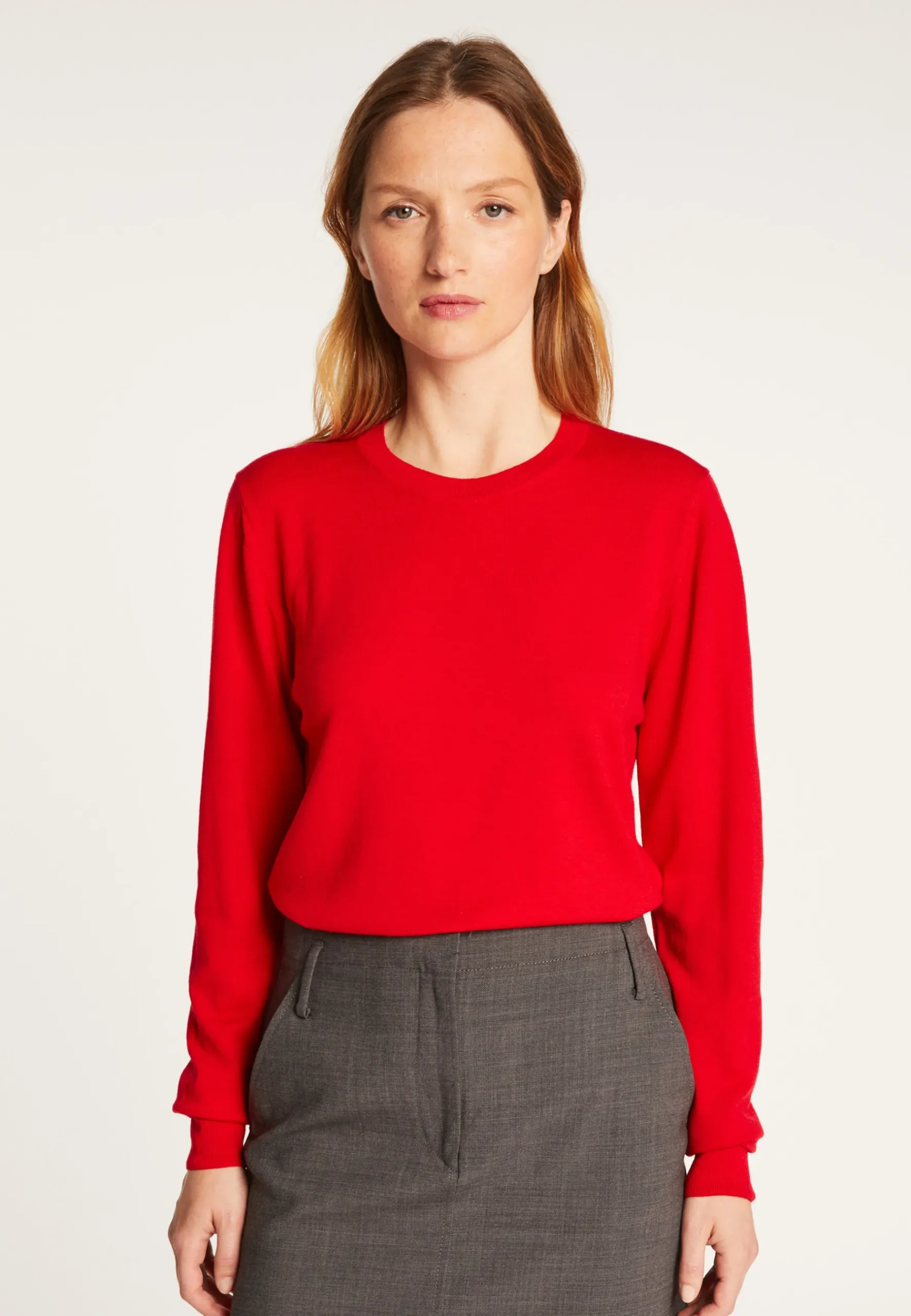 Montagut Les Incontournables-Pull col rond laine mérinos - Asena 52-Rouge